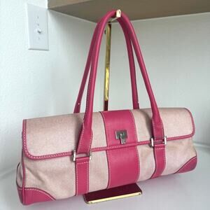 Lambertson Truex Pink‎ Canvas Leather Shoulder Bag Made in Italy Designer Luxury